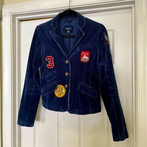 American Eagle sz. S Corduroy Navy Blazer with Patches